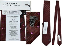 Versace Men&#39;s Tie Tweed Silk Made In Italy VE09 T0G - £65.42 GBP
