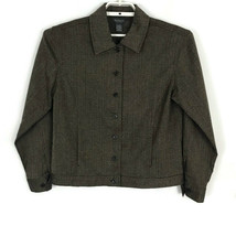 Van Heusen Womens Jacket Size S Small Brown Long Sleeve Button Down Stretch - £15.31 GBP