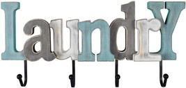 Rustic Wooden Laundry Sign Cutout Letters with Hooks Wall Mounted word decor - £19.42 GBP