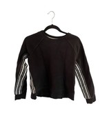 ATHLETA 24/7 Womens Sweatshirt Black White Striped Crew Neck Cropped Siz... - $11.51