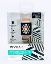 VIVITAR Rose Gold Stainless Steel Band fits 38 mm Apple Watch NIB - £7.52 GBP
