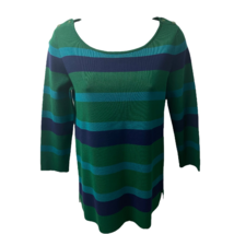 Banana Republic Womens Pullover Sweater Green Navy Striped 3/4 Sleeve St... - £15.04 GBP