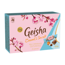 Fazer GEISHA Caramel & Sea Salt filling in MILK chocolate candies GIFT BOX 150g - £11.79 GBP