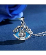 Beautiful Necklace with Turkish Eye White Pendant in Sterling Silver Zir... - £19.77 GBP