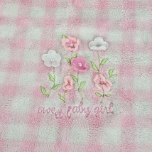 Carter&#39;s Just One Year Fleece Blanket Pink White Plaid Sweet Baby Girl 3D Flower - £46.92 GBP