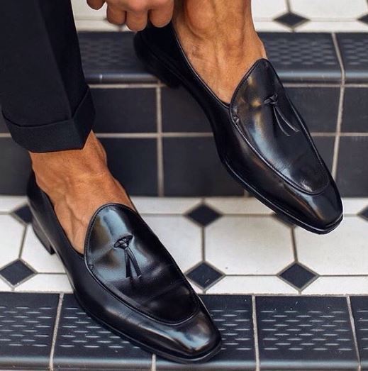 NEW Handmade black color leather super hot loafers, Tassel loafer for men