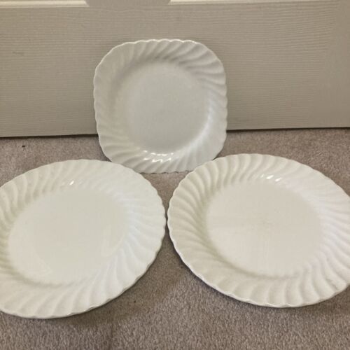 Vtg Johnson Bros 1 White Square Salad Dessert Plate Swirl 7.5&quot; 2 DINNER ... - $16.58