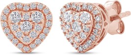 Swara Ecom Cubic Zirconia Heart-Shaped Stud Earrings | 925 Sterling Silv... - £27.78 GBP