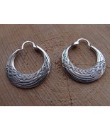 Odin Raven Hoops Sterling Silver Big Pair of Earrings Huginn and Muninn - £103.28 GBP