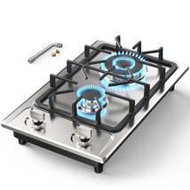 Gas Stove Gas Cooktop 2 Burners 12 Inch,Portable Stainless Steel Built-I... - £161.34 GBP