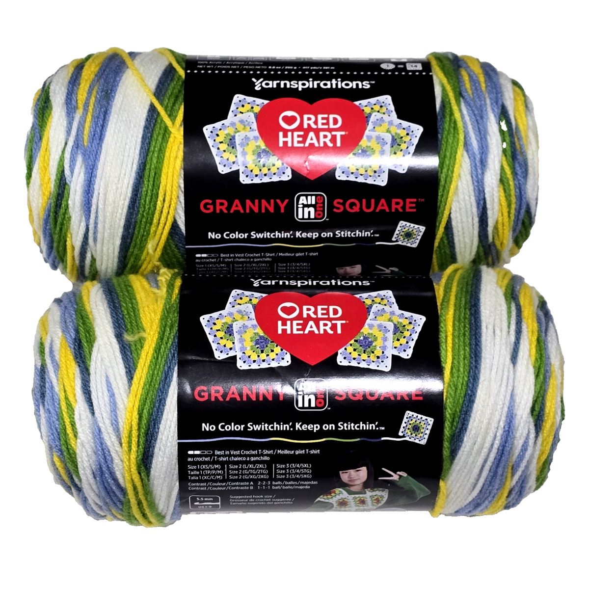 2 Yarnspirations Red Heart Granny Square Soft White Spring Serene Medium... - $32.99