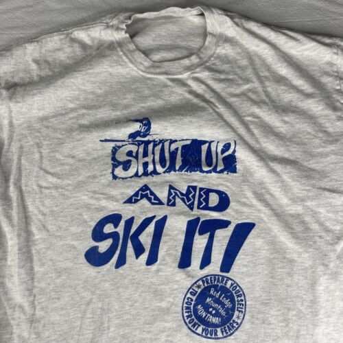 Shut Up & Ski Shirt Men XL Red Lodge Mountain Montana Skiing Snow Winter Resort - $16.83