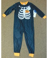 Boys Halloween Pajamas Black Skeleton Glow in Dark Fleece 1 Pc Jellifish... - $19.80