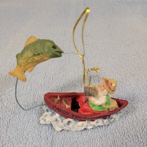Catch your dreams Fishing In A Boat Christmas Ornament - £7.75 GBP