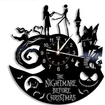 Nightmare Before Christmas Theme CD Record LED Clock 3D Classic Halloween Clock - £23.29 GBP+