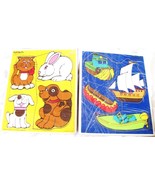 2 Vintage Children&#39;s Wood Puzzle 1985 Playskool Animals &amp; Boats - $150.34 MXN