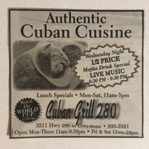 1990s Cuban Grill 280 Restaurant Vintage Print Ad Advertisement pa19 - £6.30 GBP