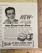 Vintage Print Ad Fitch&#39;s No Brush Shave Cream Man Shaving 1940s 6.75&quot; x ... - $7.83