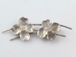 Dogwood Flowers 925 Sterling Silver Brooch Pin - Repousse - Free Shipping - £38.36 GBP