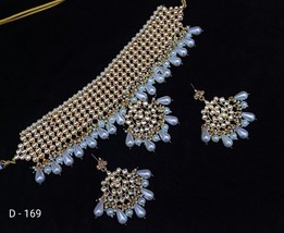 Kundan Choker Wear Latest Muslim Punjabi Bridal Earrings Jewelry Necklace Set - £30.66 GBP