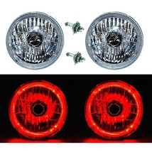 7&quot; Halogen H4 12V Headlight Headlamp Red LED Halo Angel Eyes Light Bulbs Pair - £64.10 GBP