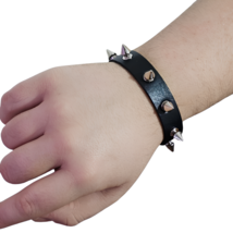 Spiked Cuff Bracelet 8 Spike Leather Stud Rivet Spike Press Stud Biker Punk Emo - £3.30 GBP