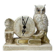 Owl of Athena Symbol of Wisdom Table Clock Greek Casting Stone Statue Sculpture - £48.09 GBP