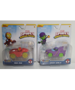 Spider-Man Spidey and Amazing Friends Iron Man, Green Goblin Car Lot Set... - £15.93 GBP