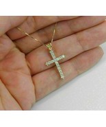 1Ct Simulated Diamond Cross Pendant Necklace 14K Yellow Gold Plated Silv... - £88.36 GBP
