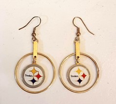 Pittsburgh Steelers Charm Dangle Earrings NFL 2006 Gold tone French Hook wires - $15.76