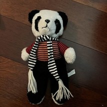 Vintage Panda Bear Plush Stuffed Animal W/  Scarf Striped Interpur Korea... - $13.84