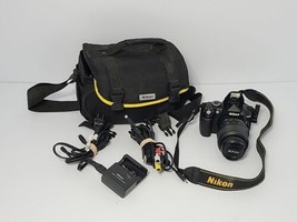 Nikon D3000 Digital SLR Camera 18-55mm Lens Case Charger Connecting Cables - $173.13