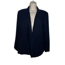 MNG BY MANGO BASICS NAVY BLUE LINEN BLEND OPEN BLAZER JACKET WOMEN SIZE ... - $12.73