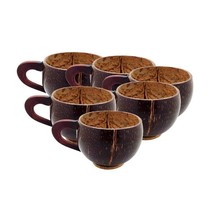 Exquisite Set of 6 Coconut Shell  Cups Indonesia handcraft - £25.10 GBP
