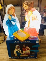 3piece Set +Box Vtg General Foam Lighted Blow Mold Mary/Joe/Jesus Nativity Scene - £74.72 GBP