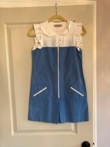 See by Chloe Sky Blue Dress White Peter Pan Collar Detail SZ 2 Made in I... - $88.11