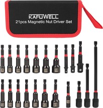 21Pcs Nut Driver Set Magnetic, 1/4&quot; Impact Drill Driver Bit Set, Metric ... - $35.93