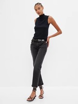 GAP Washed Black Girlfriend Mid Rise Jeans Women 27 Ankle Cropped Raw Hem  - £35.03 GBP