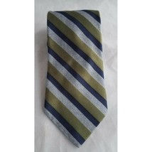 Jos A Banks Signature Collection 100% Silk Tie Striped Green Blue Gray 62&quot; - £11.67 GBP
