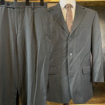 VTG Alfani 40R 32 x 30 2 Piece Gray 100% Wool 3 Button Suit Jacket Pants *FLAWS* - £50.28 GBP