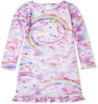 The Children&#39;s Place Girl&#39;s Long Sleeve Nightgown Size 4 X-Small Unicorn Rainbow - £7.61 GBP