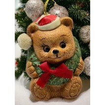 Teddy Bear Christmas Tree Ornament Vintage Bell Wreath Santa Hat  1986 BOA - £9.60 GBP