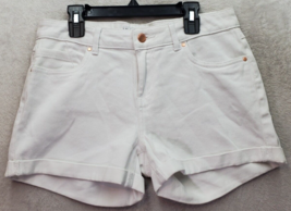 Denim &amp; Co. Bermuda Short Women Size 4 White Denim Cotton Stretch Folded Pockets - £14.54 GBP