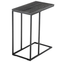 48*28*58cm C Type Single Layer MDF Iron Rectangle Grey Triamine Side Table Black - $85.82