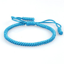 Blue Rope Knots Bracelet Women Lucky Handmade Braided Tibetan Buddhist Adjustabl - £8.23 GBP