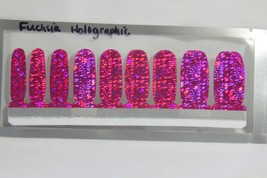 Nail Polish Strips (new) FUCHSIA HOLEGRAPHIC - BRIGHT &amp; SHINY 18 STRIPS - £8.56 GBP