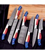 Damascus Steel Chef Knife Set 7PCS – Professional Kitchen Knives Flag Ha... - $123.75