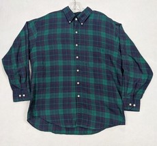 Knights Bridge Mens Button Shirt Long Sleeve Plaid Size XL Polyester Ble... - $10.68