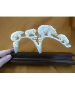 (bear-58) bear + cubs of shed ANTLER figurine Bali detailed carving Arct... - £145.06 GBP