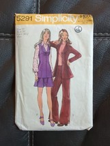 Vintage 70s Simplicity 5291 Jacket Skirt + Bell Bottoms Sewing Pattern 12 CUT - £10.62 GBP